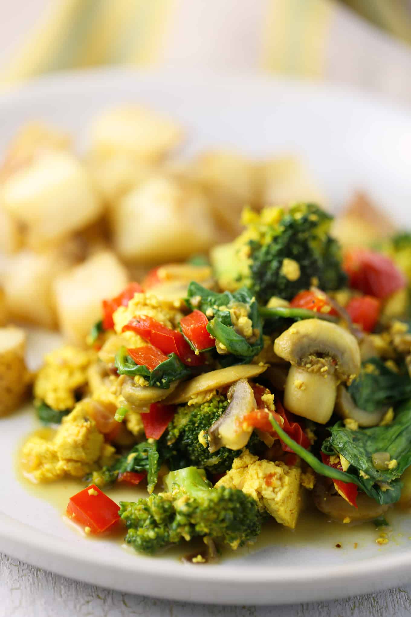 Tofu Scramble with Veggies and Roasted Potatoes- The Vegan Breakfast of ...