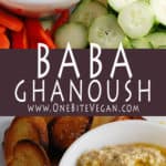 This recipe is for an easy 5 ingredient baba ghanoush. Simple to make with roasted eggplant, tahini, lemon, garlic, and olive oil. Serve with pita and veg.