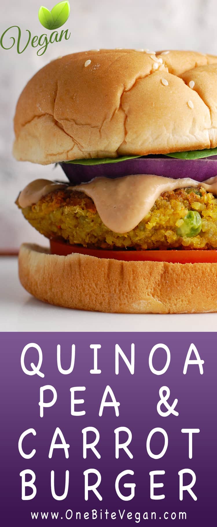 Quinoa Burger with Peas and Carrots One Bite Vegan