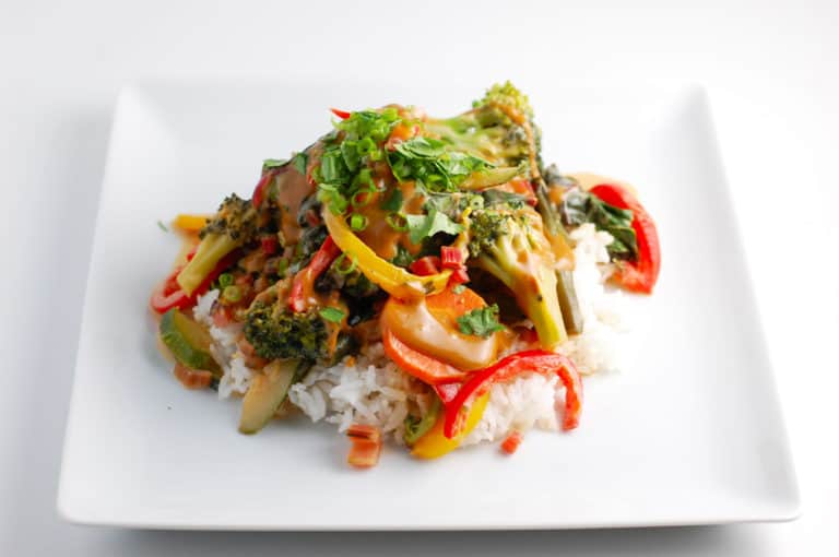 Vegan StirFry Veggies in Peanut Sauce One Bite Vegan