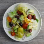 vegan greek salad with avocado