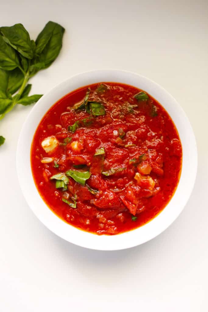 tomato basil sauce in a bowl