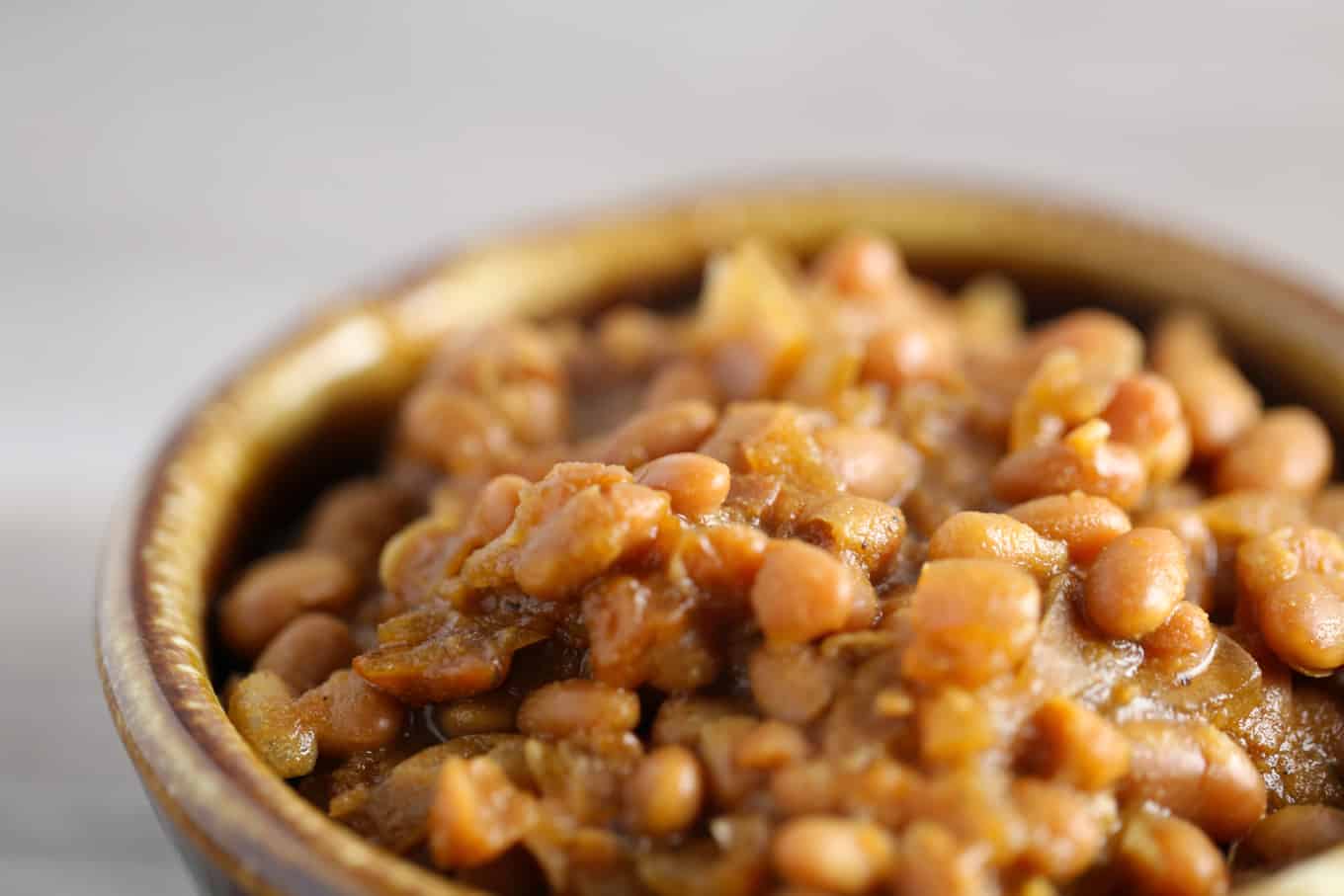 vegan Boston baked beans in a pot