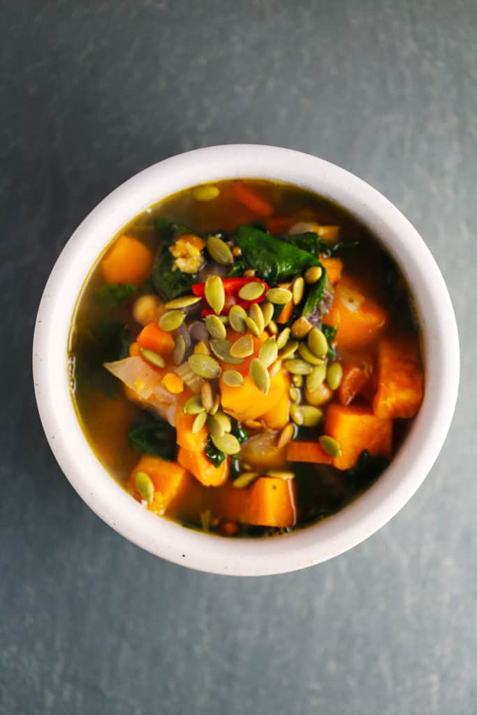 Chunky Sweet Potato and Sweet Pepper Soup | One Bite Vegan