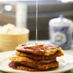 Easy Vegan Pancakes with bananas for Pancake day! Served up to you by One Bite Vegan!