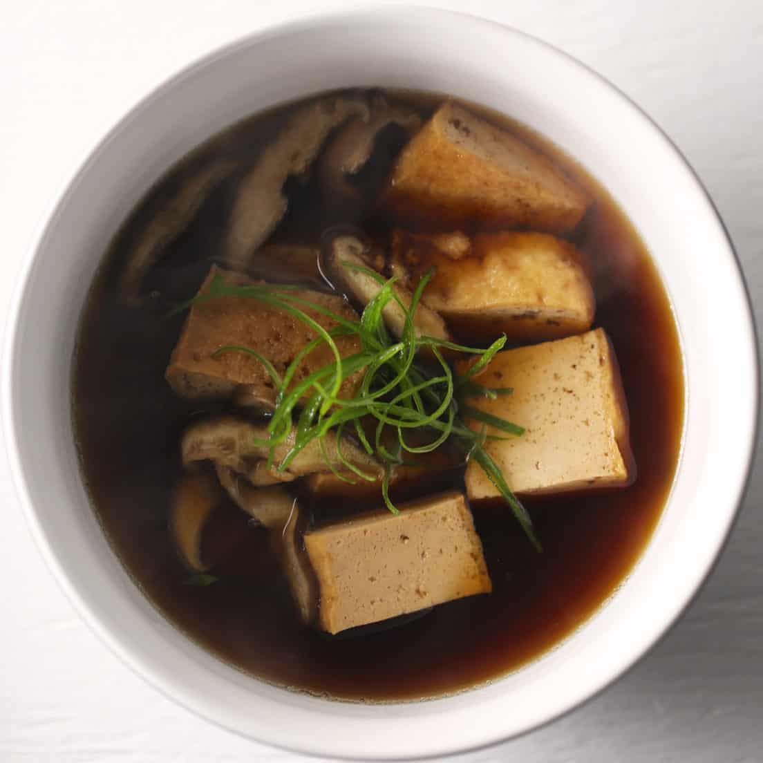 Japanese Fried Tofu in Kombu Dashi Broth | One Bite Vegan