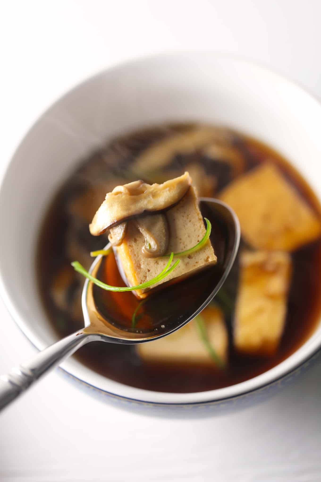 Japanese Fried Tofu in Kombu Dashi Broth One Bite Vegan