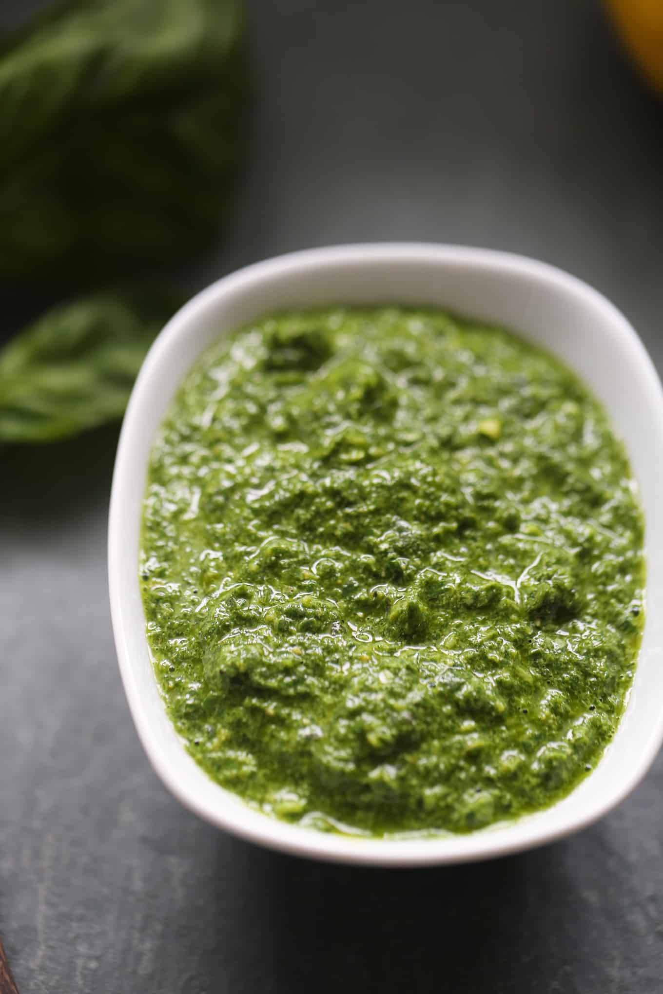 Vegan Basil Pesto (Nut-Free) | One Bite Vegan