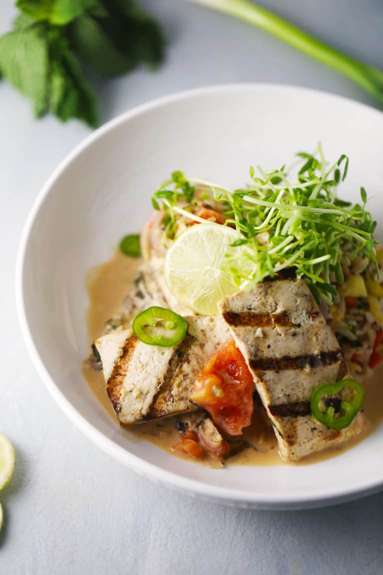 Tropical Coconut Marinade and Sauce for Grilled Tofu One Bite Vegan