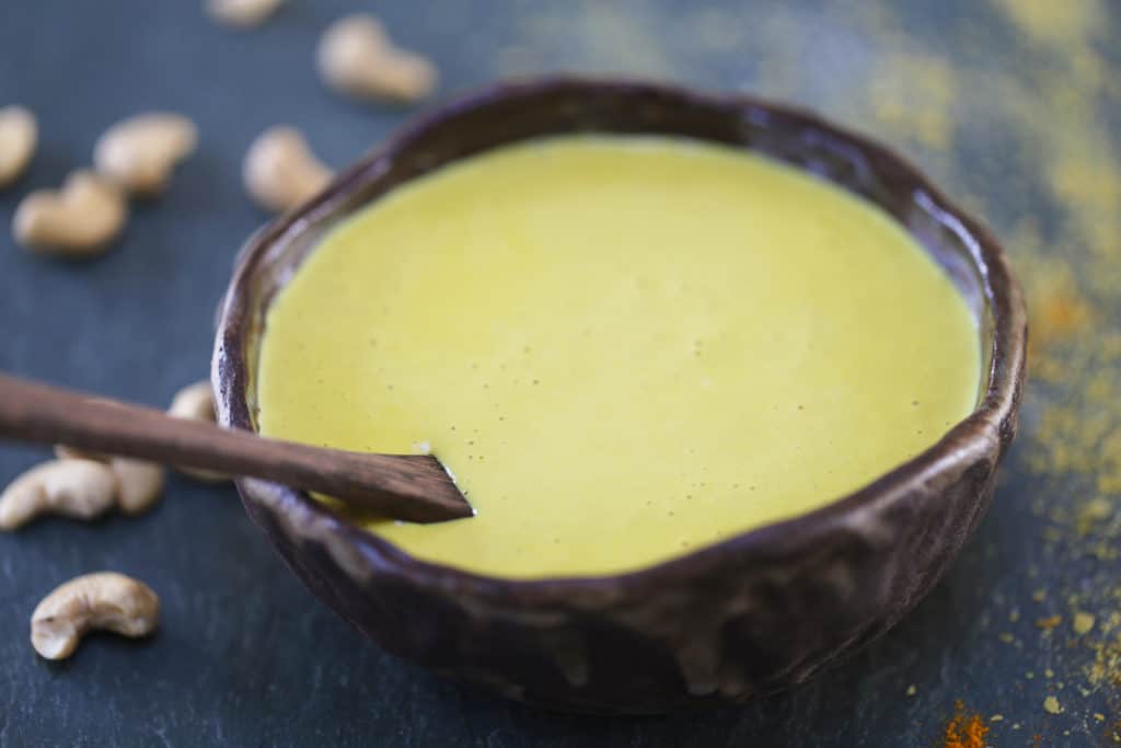 A bowl of vegan queso sauce