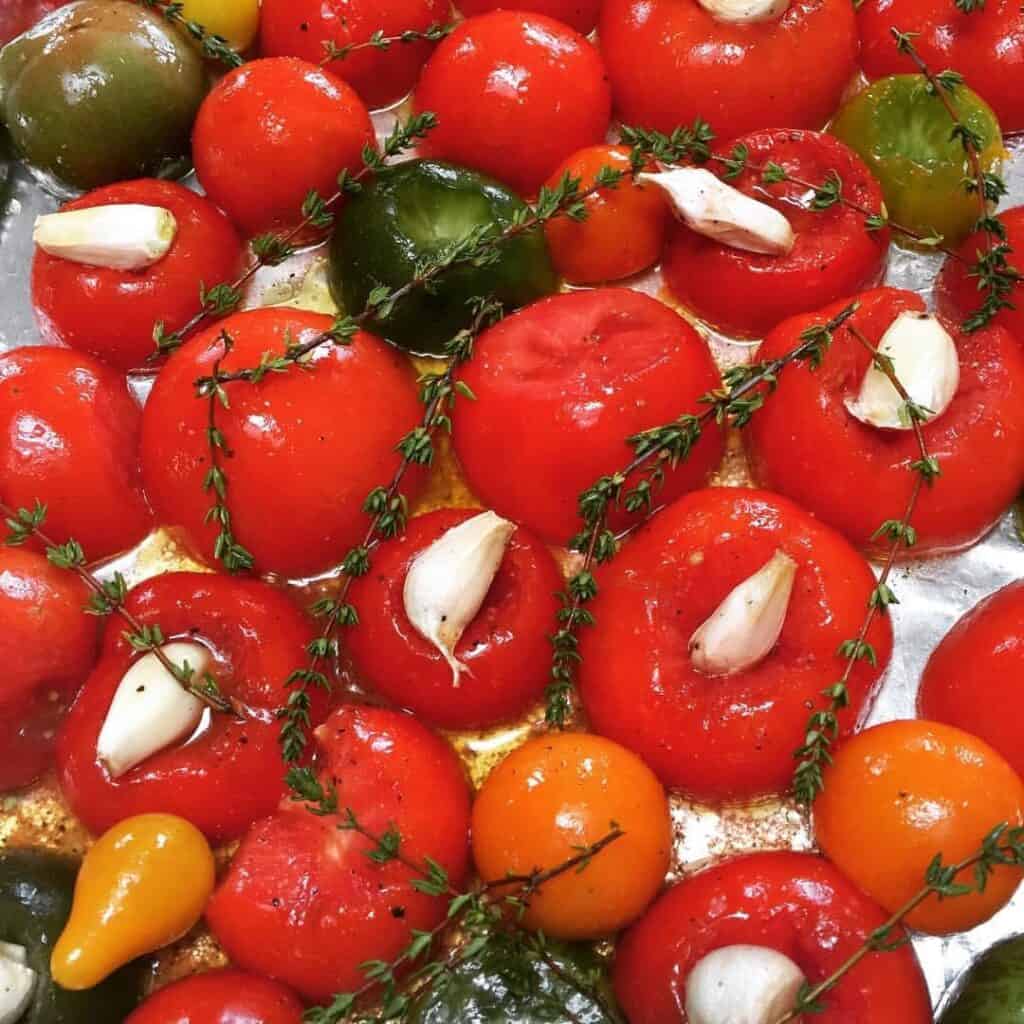 Roasted Tomatoes with Garlic and Chilis One Bite Vegan