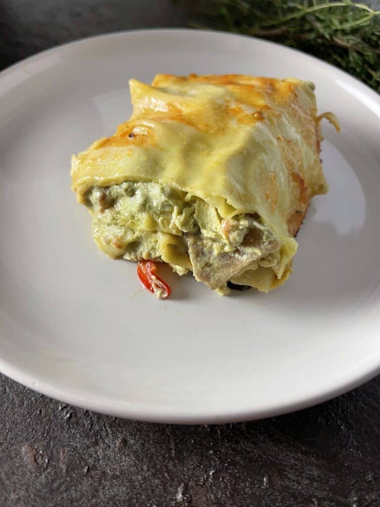 Roasted Tomato, Eggplant, and Zucchini Lasagna with Pesto Tofu Ricotta